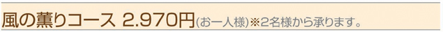 風の薫りコース 2.500円(お一人様)※２名様から承ります。